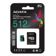 MEM MICROSDXC ADATA 512GB UHS-I U3 V30S A2 C/A AUSDX512GUI3V30SA2-RA1
