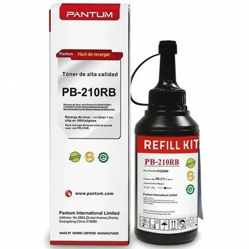 KIT DE RECARGA PANTUM 1600 PAGS P2500W M6500NW M6550NW NEGRO 1YR (PB-210RB)