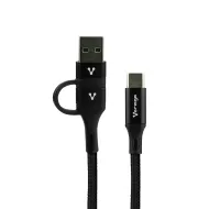 CABLE VORAGO TIPO C-C C/ADAPT USB PD 60W 1MT CARGA RAPIDA NEGRO CAB-126