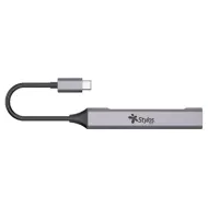 HUB MULTIPUERTO STYLOS 4 EN 1 USB-C A 3 PUERTOS USB 2.0 GRIS STCBHUB42G