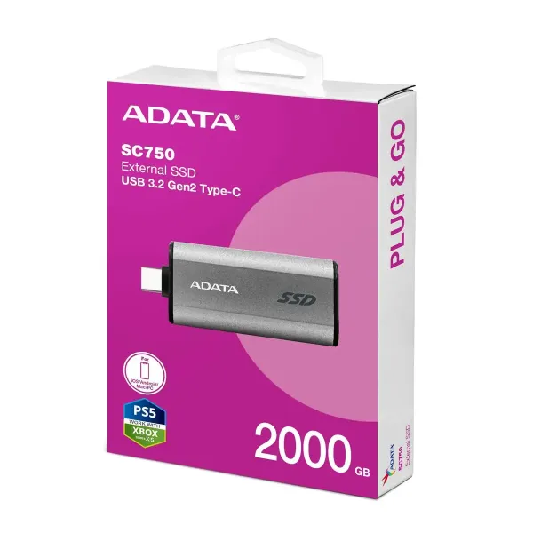 SSD EXTERNO ADATA SC750 2000GB USB-C 3.2 1,000MB/S (SC750-2000G-CCBK)