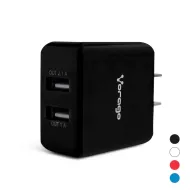 CARGADOR DE PARED VORAGO  CON 2 PUERTOS USB NEGRO (AU-106-BK)