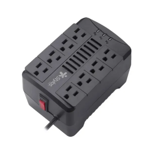 REGULADOR DE VOLTAJE STYLOS RE480 1000VA/480W, 8 CONTACTOS NEMA, NEGRO (STRE480B)