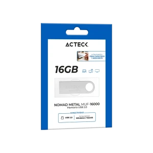 MEMORIA USB ACTECK 16GB 2.0 NOMAD MUF-16000 LEC 25 MB/S ESC 5 MB/S METALICA (AC-946209)