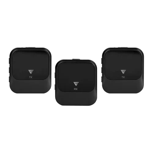 KIT 2 MICROFONOS LAVALIER GAME FACTOR USB C/2.4GHz/CANC DE RUIDO NEGRO (MCL650)