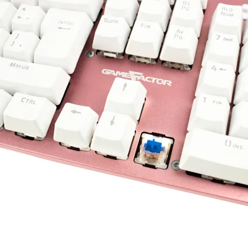 TECLADO MECANICO GAME FACTOR LUZ BLANCA/SWT BLUE/USB/ROSA KBG400-PK-BL