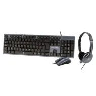 KIT DE TECLADO MOUSE Y DIADEMA CON MICROFONO PERFECT CHOICE PC 201700 INTEGRADO ALAMBRICO NEGRO